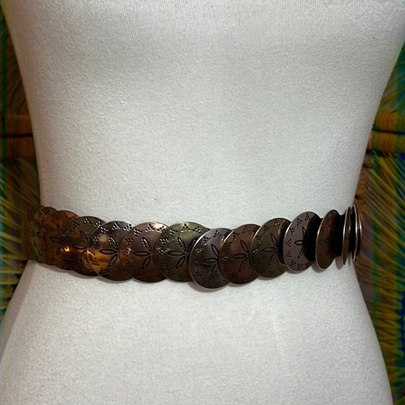 Accessories - Great looking stamped metal disk elasticized belt.  Approx.  25” long laid flat